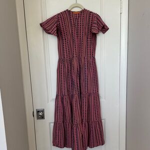 Oliphant Pink and Black Striped Maxi Dress